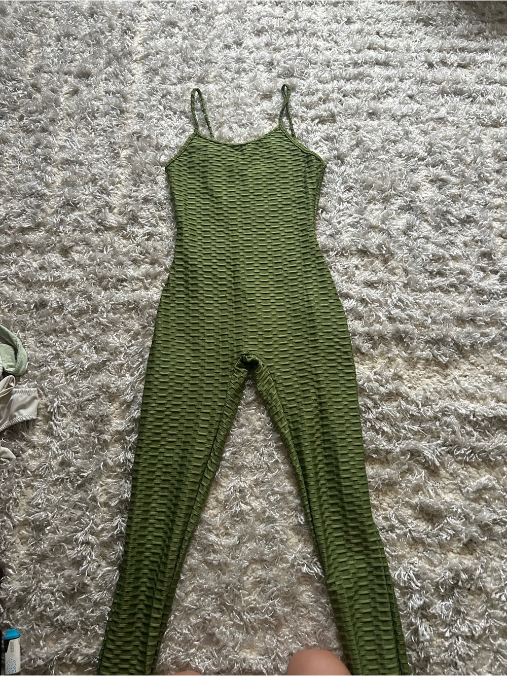 Sleeveless Olive Green Ribbed Jumpsuit